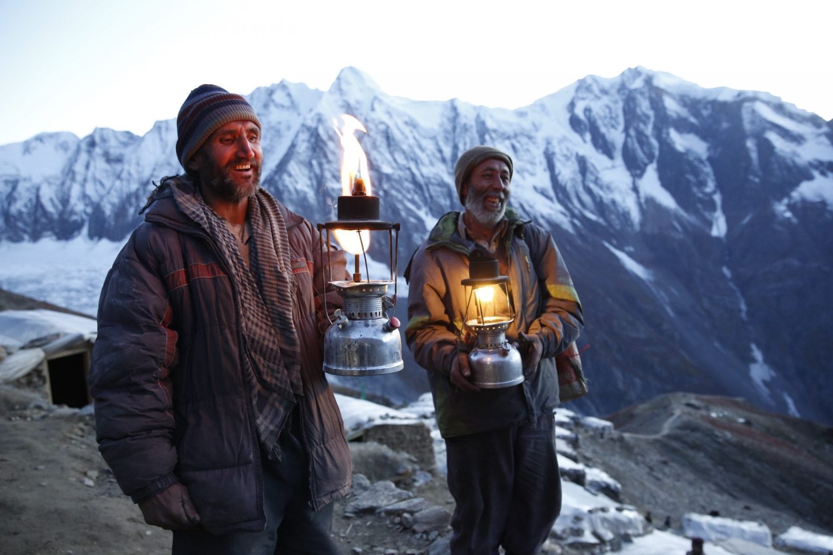 Mining communities relaxing at the end of the day - Karakorum Range, Northern Pakistan 2015