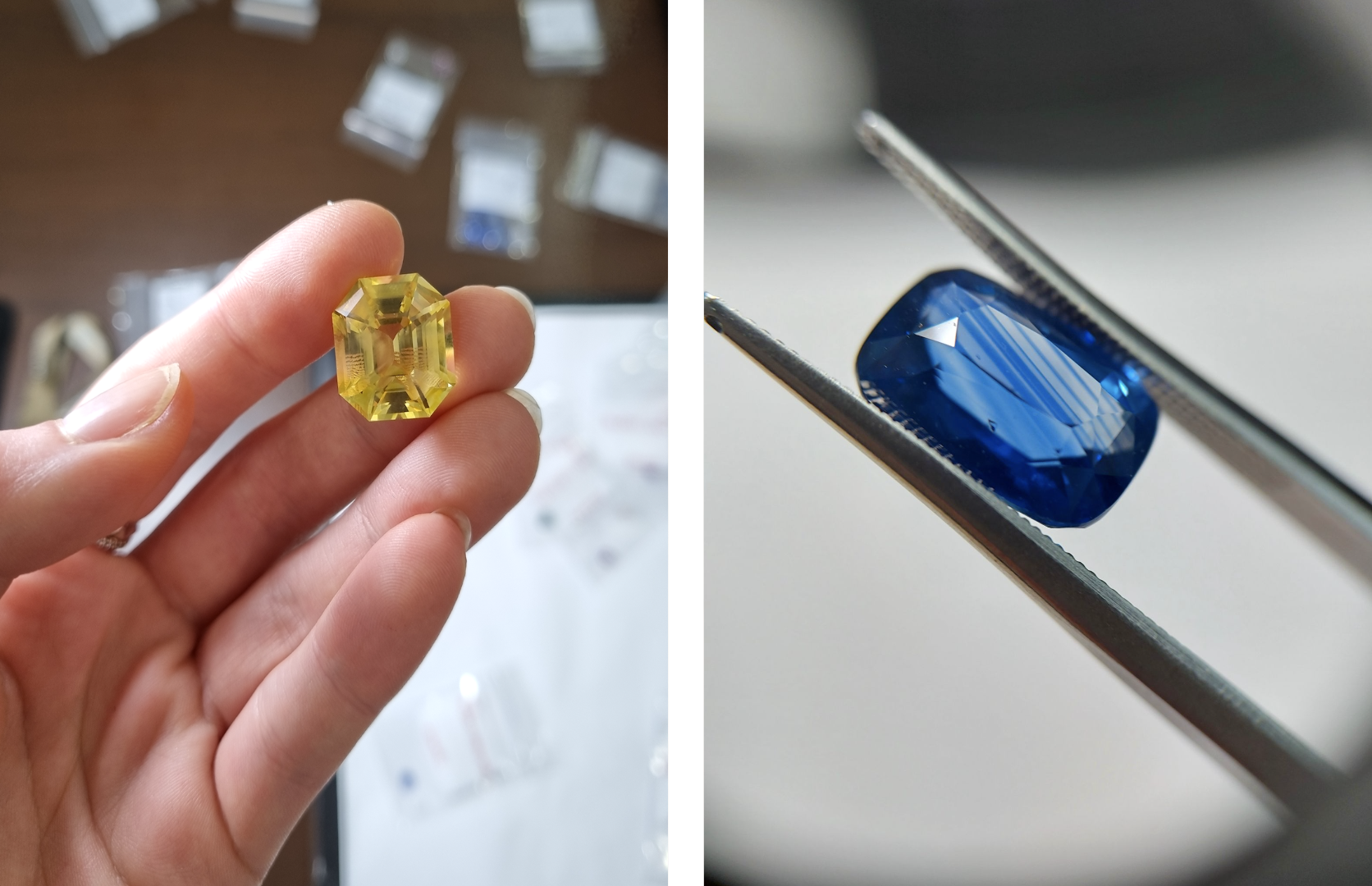 A yellow and blue sapphire