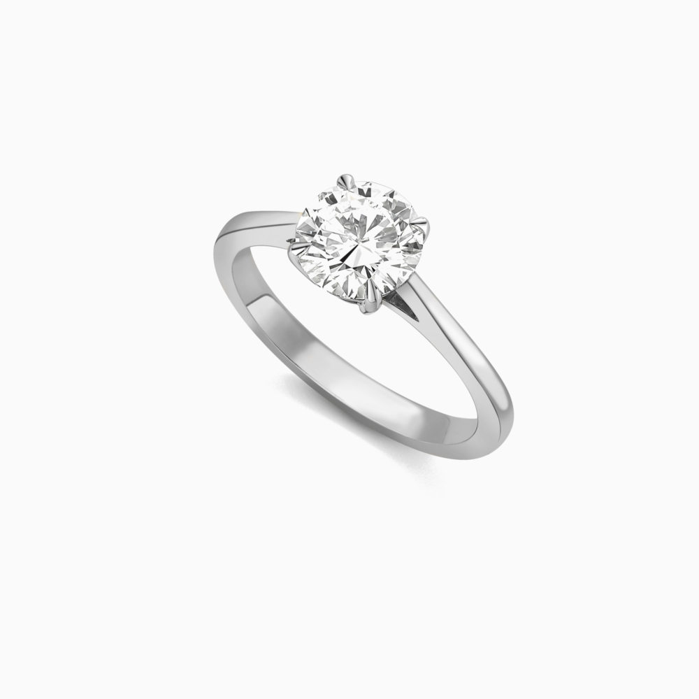 Solitaire diamond ring set in platinum