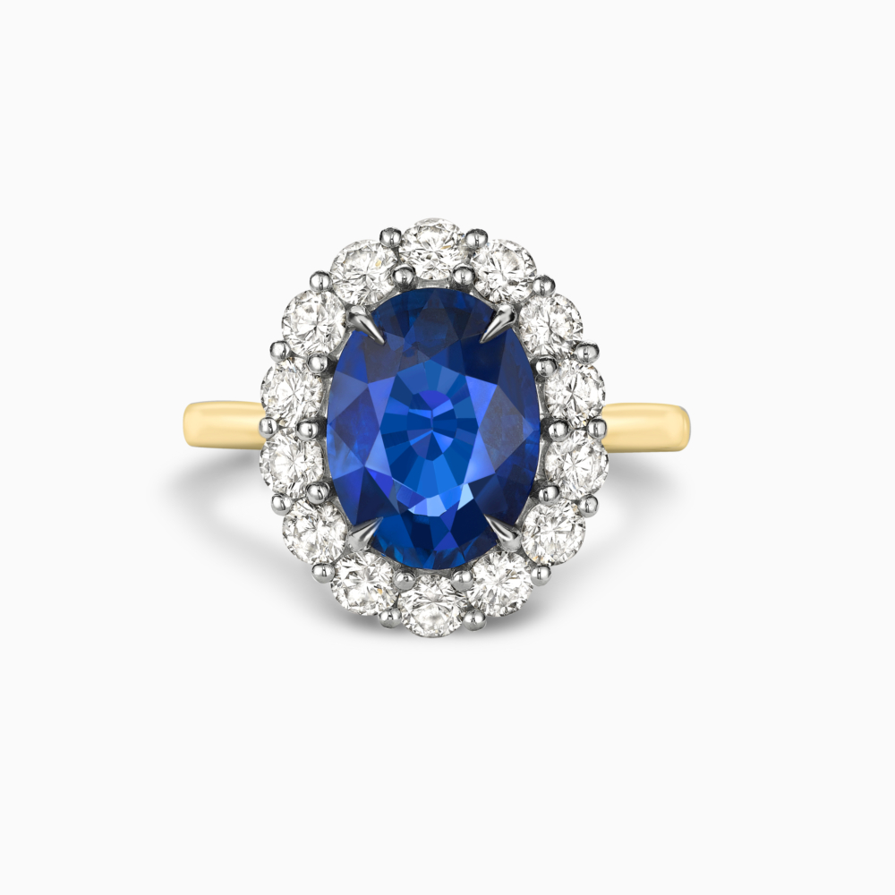 Blue sapphire cluster engagement Ring