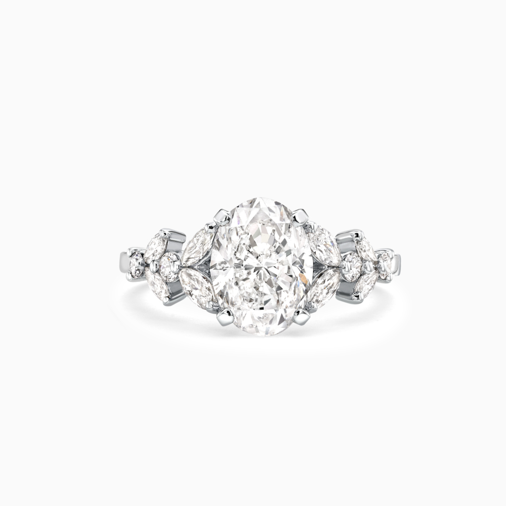 2ct Oval cut diamond engagement ring centre stones