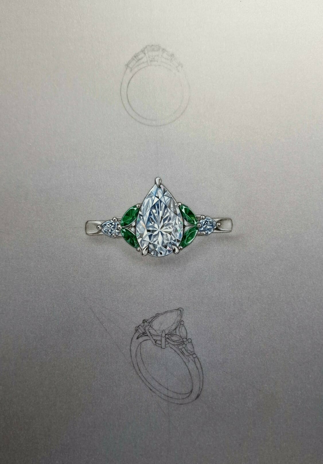 Painting a bespoke engagement ring design