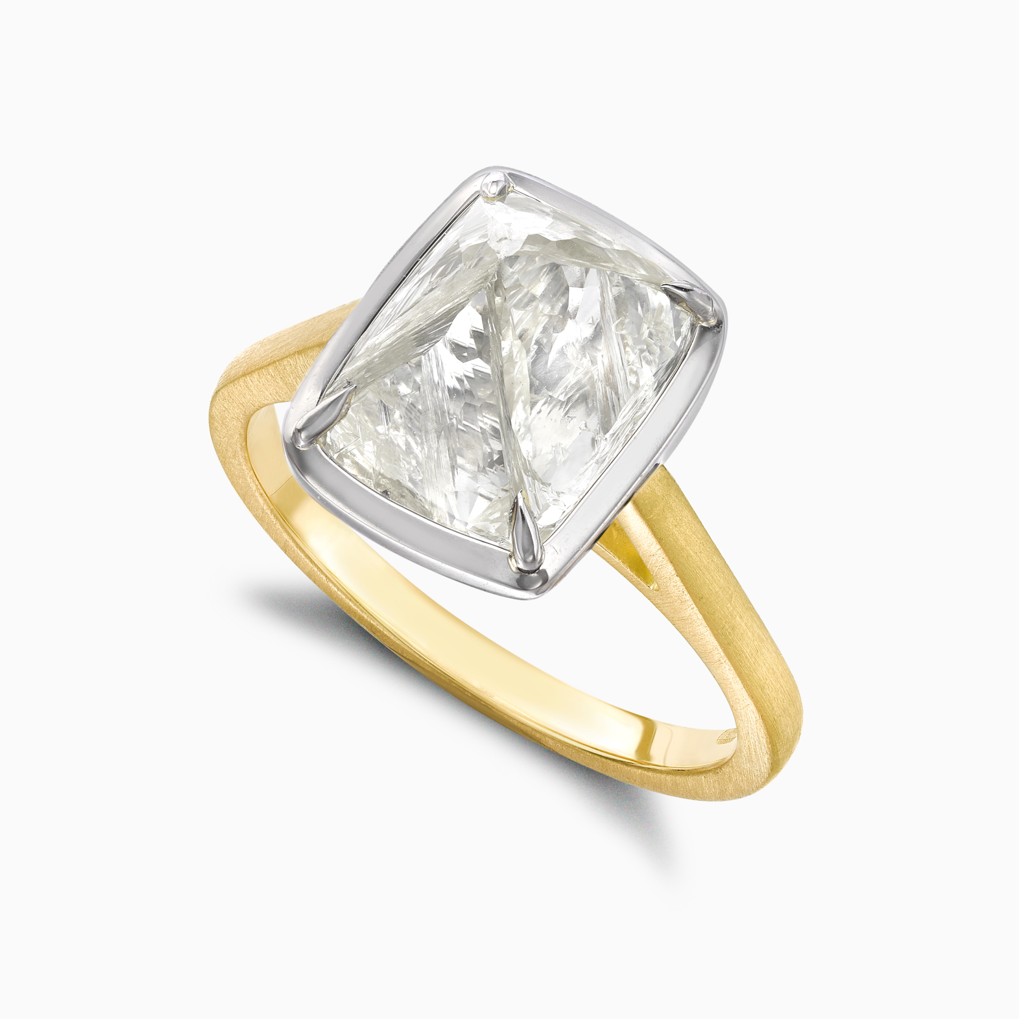 Rough diamond ring yellow gold band