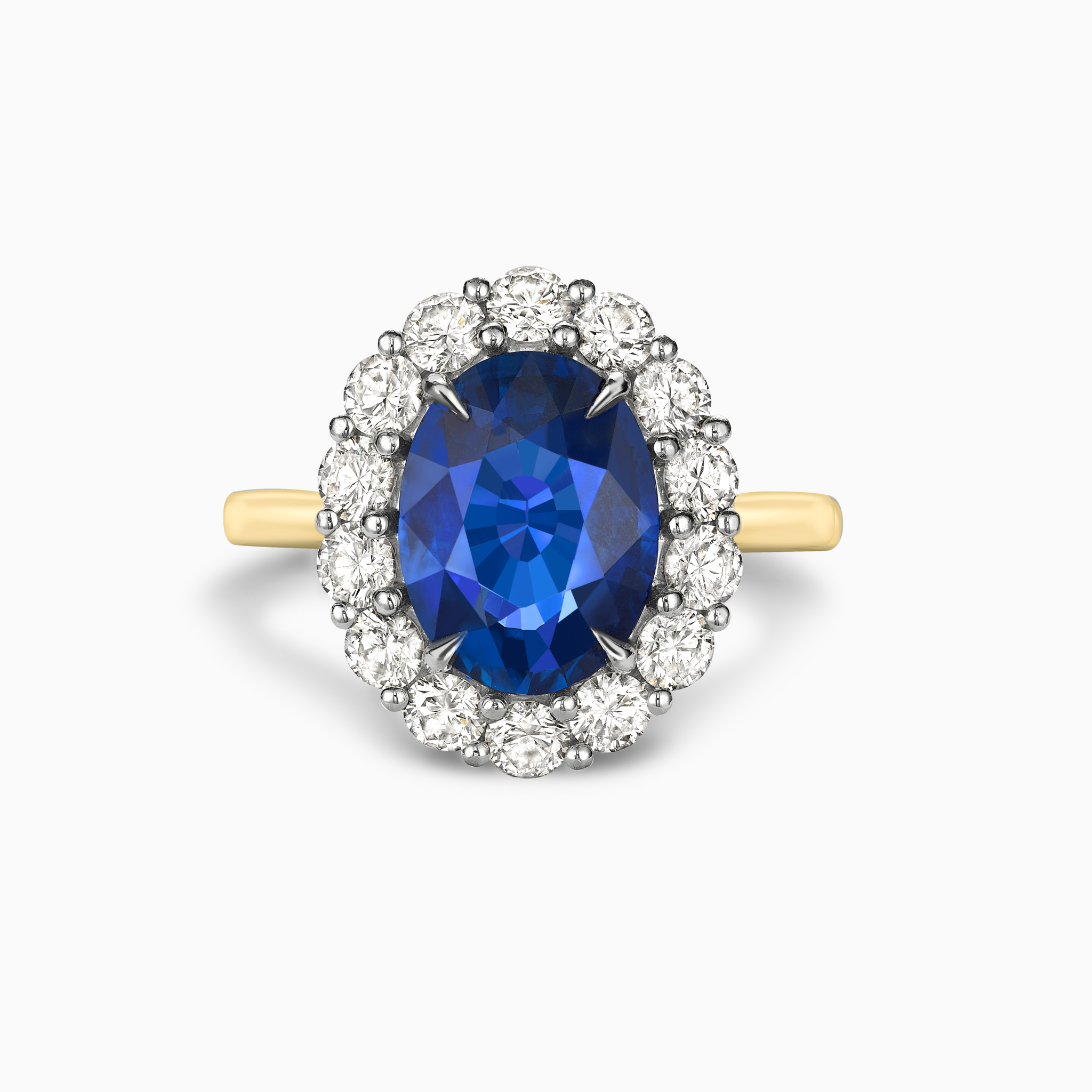 Blue sapphire cluster engagement Ring