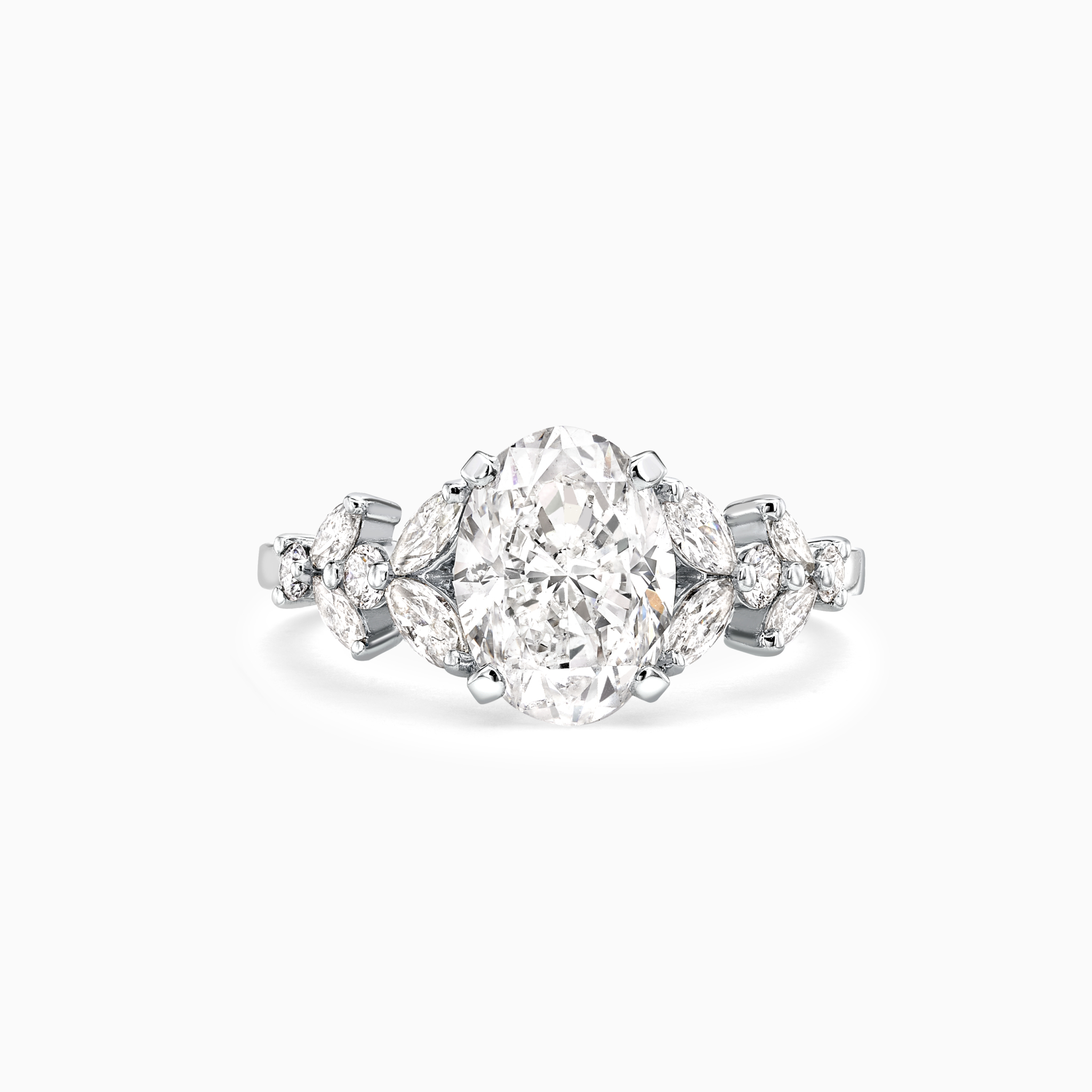 2ct Oval cut diamond engagement ring centre stones