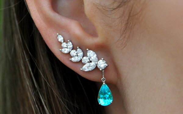Ear climber Paraiba Diamond