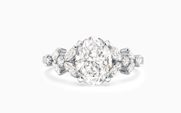 2ct Oval cut diamond engagement ring centre stones