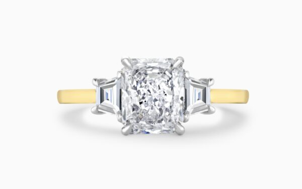 Radiant cut diamond engagement ring