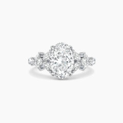 1 60ct oval diamond engagement ring with intricate vine inspired side stones Daintree Front