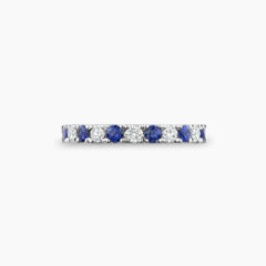 11 stone diamond and sapphire half eternity ring Front Polzeath