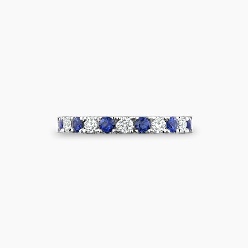 11 stone diamond and sapphire half eternity ring Front Polzeath