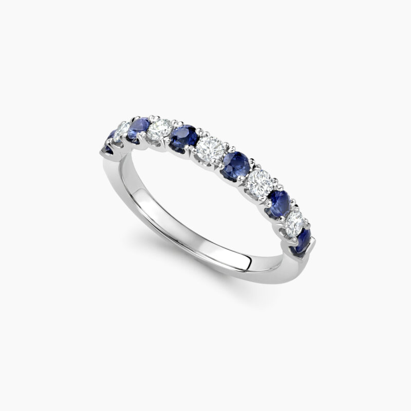 11 stone diamond and sapphire half eternity ring Perspective Polzeath