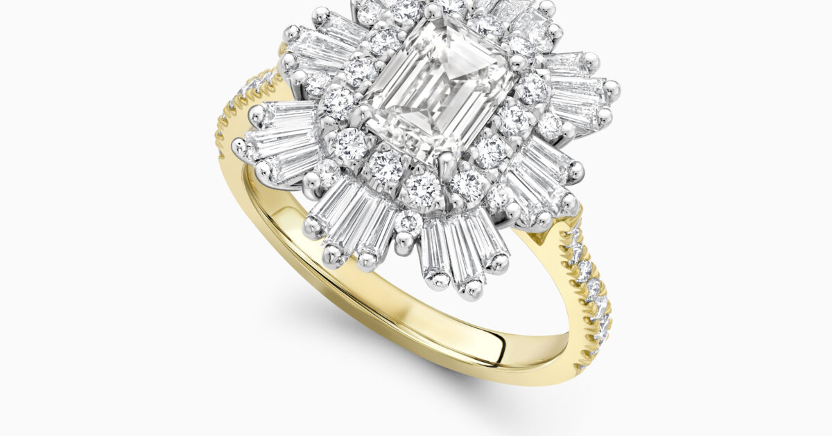 Portim o Alternative emerald cut diamond engagement ring