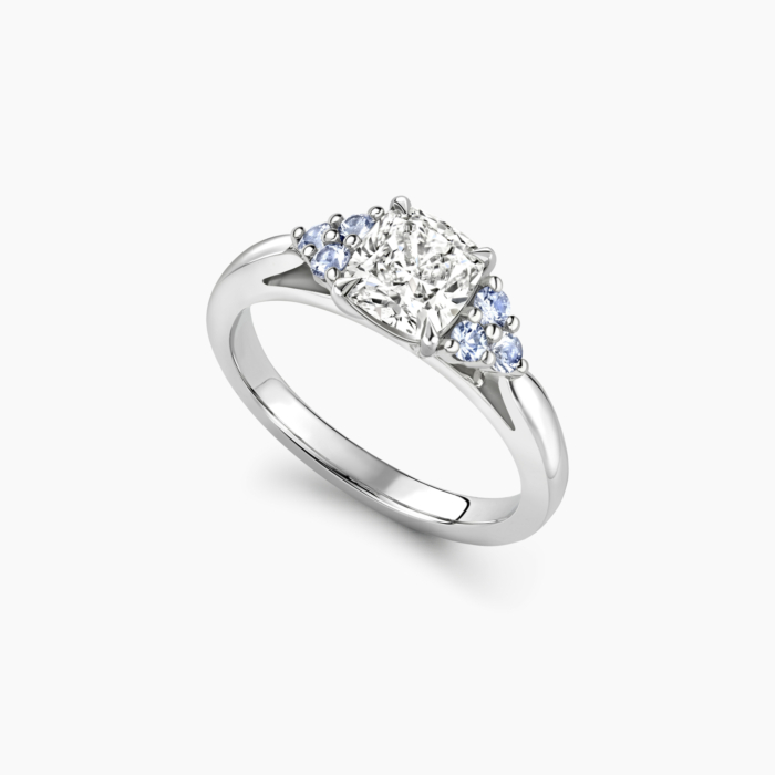 Diamond ring with blue sapphire side stones best sale