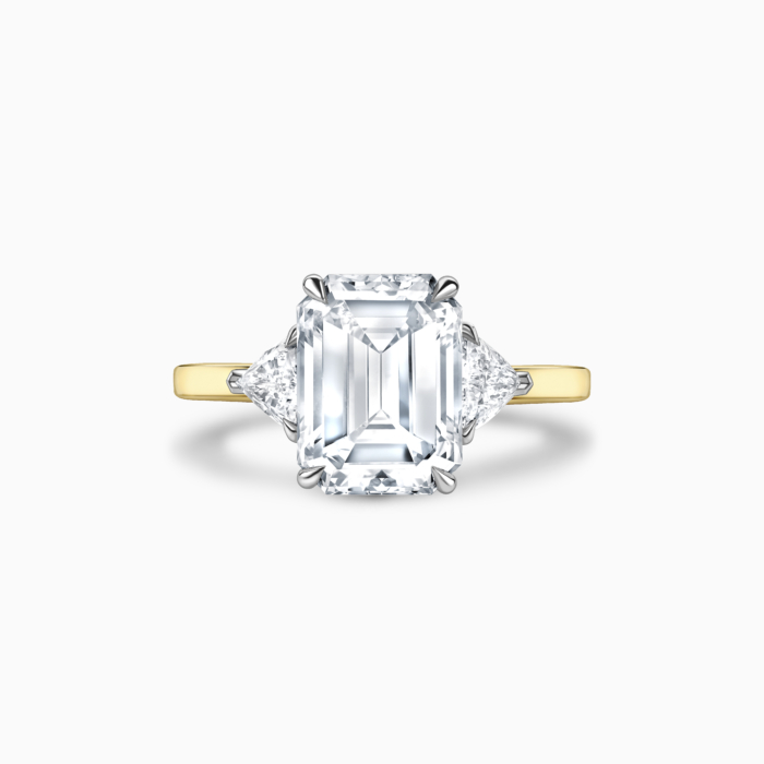 Windemere 4.0ct Emerald cut diamond ring trillion cut side stones