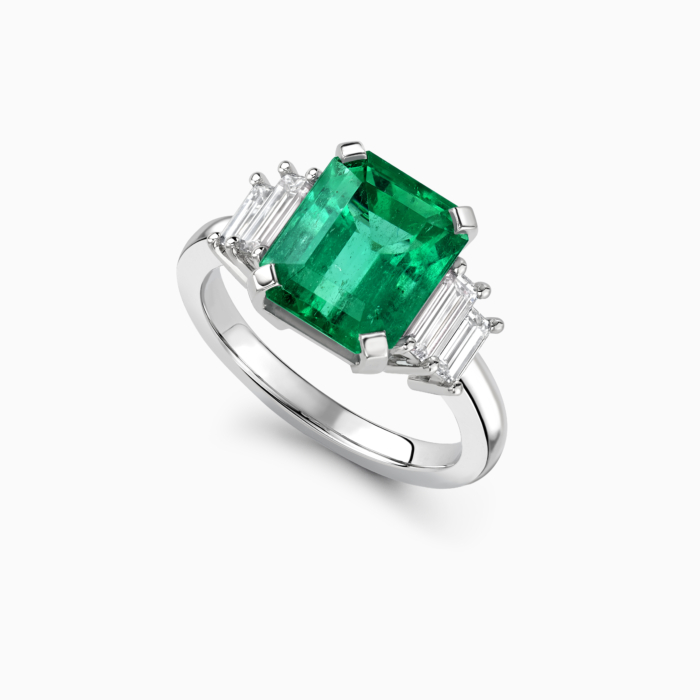 Bethnal Bespoke 5 stone emerald and diamond platinum Blackacre