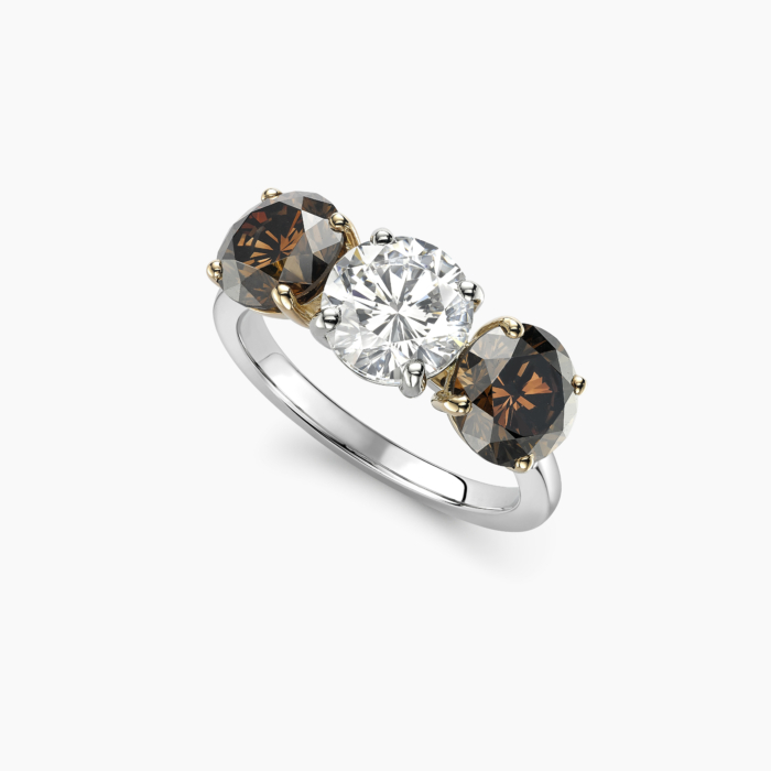 The Peak Brown diamond trilogy engagement rings