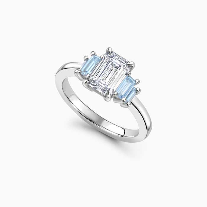 Engagement ring aquamarine side stones shop