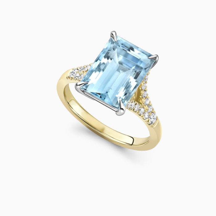 Boschendal Aquamarine diamond engagement rings Yellow Gold